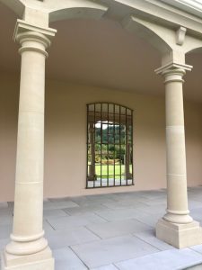 Large Mirror bringing feature and garden reflection to this Pavilion space