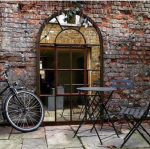 Large Tall Full Arch Paneled Window Mirror floor wall mounted to allow the patio to run through the mirror