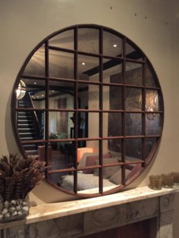 Panelled Industrial Circular Window Mirror