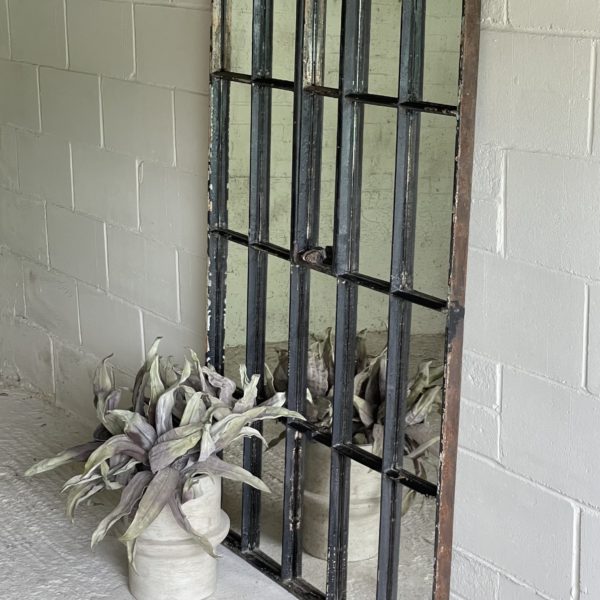 Aged Black Reclaimed Industrial Mirror