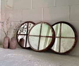 Trio of Rustic Vintage Circular Mirrors