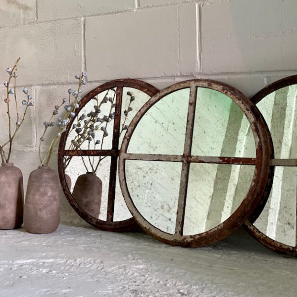 Trio of Rustic Vintage Circular Mirrors