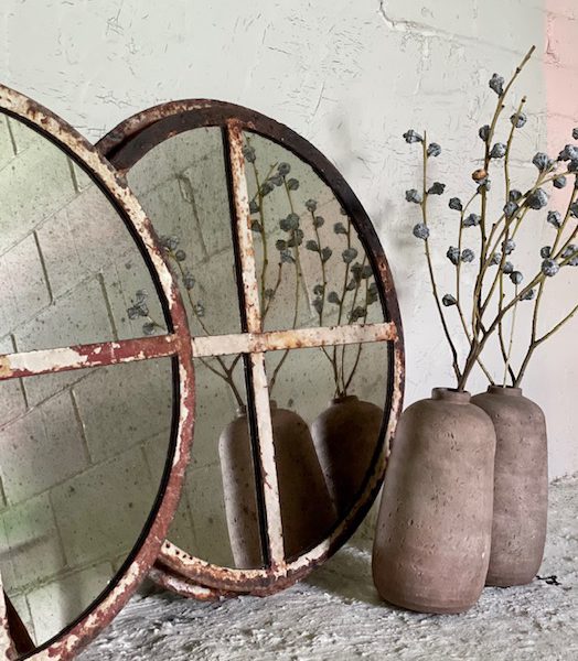 Trio of Rustic Vintage Circular Mirrors