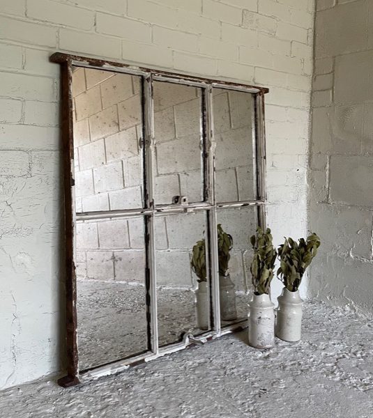 Antique English Cast Iron Window Mirror