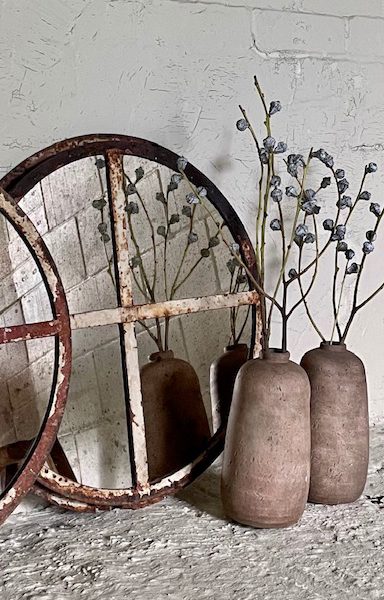 Trio of Rustic Vintage Circular Mirrors