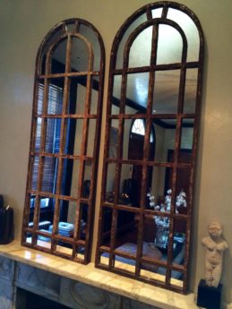 A pair of Slim Arch Architectural Reclaimed Window Mirrors
