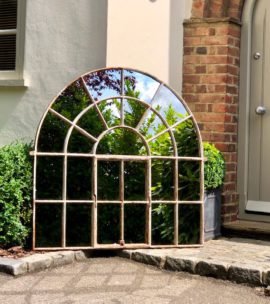 Aged White Rustic Arch Architectural Mirror