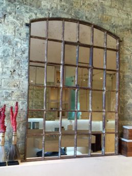 Antique Rustic Slow Arch Window Mirror