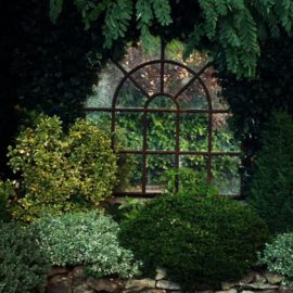 Arch Garden Cast Iron Window Frame Mirror