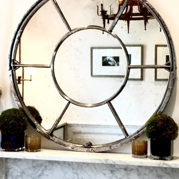 Architectural Panelled Round Window Mirror