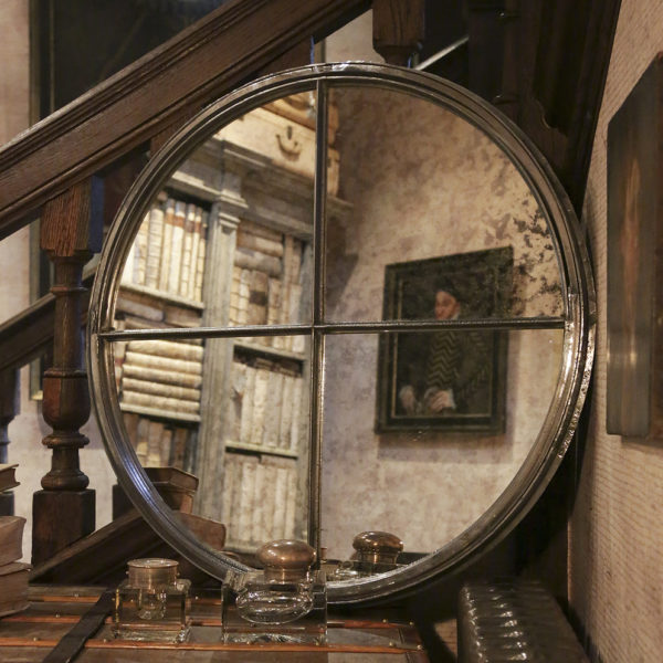 Antique Circular Cast Iron Window Frame Mirror