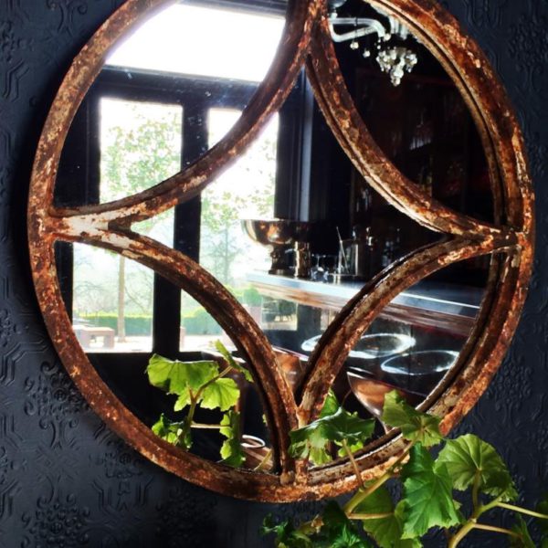 Circular Reclaimed Decorative Window Mirror