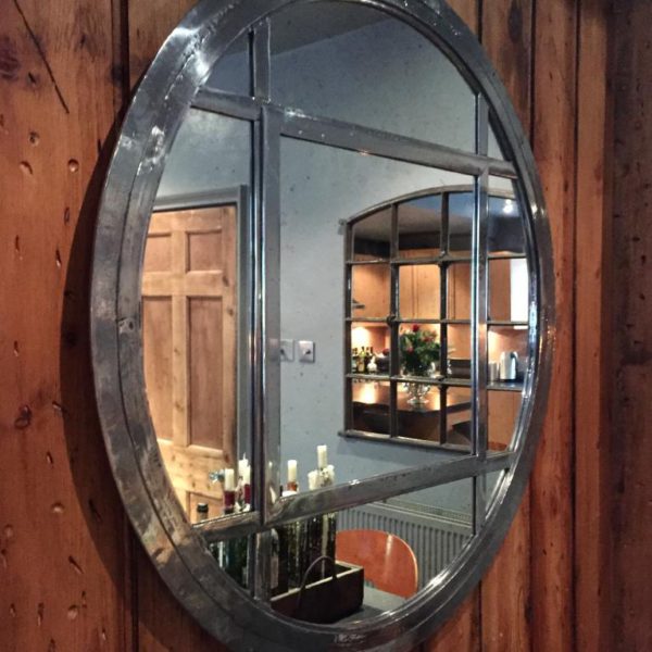 Circular Iron Window Mirror