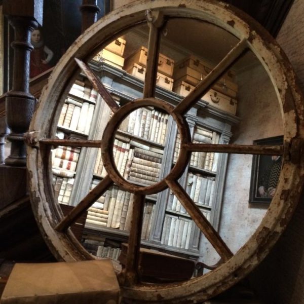 Circular Salvaged Original Window Frame Mirror