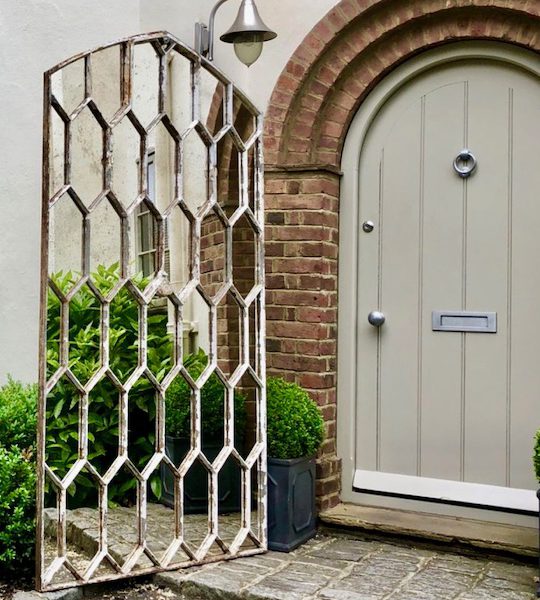 English Hexagonal Panelled Window Mirror