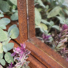 Vintage Rusted Garden Window Frame Mirror