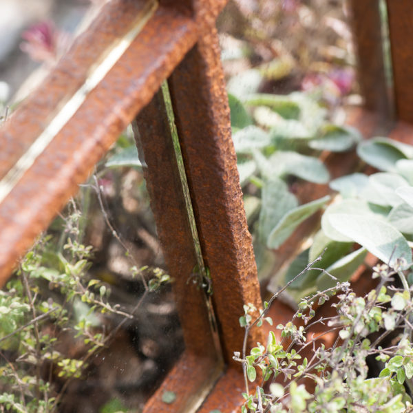 Vintage Rusted Garden Window Frame Mirror