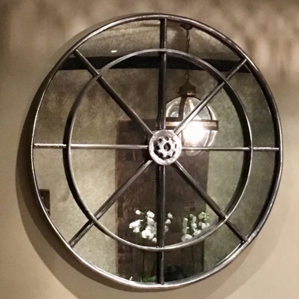 Extra Large Industrial Interior Ironwork Circular Mirror