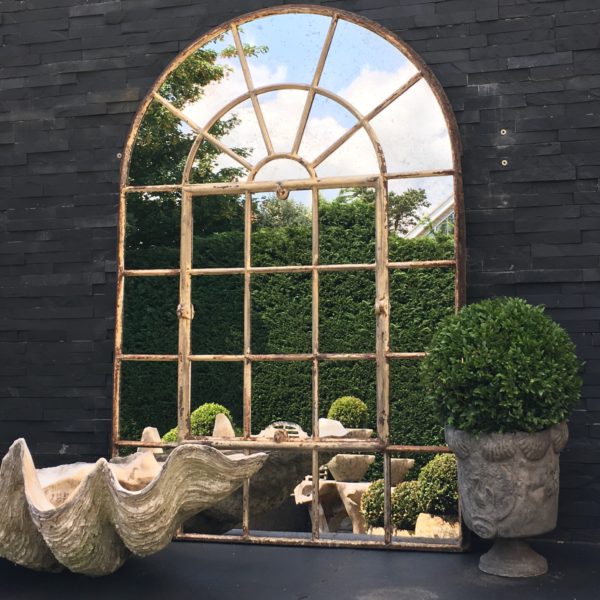 Full Arch Ironwork Window Garden Mirror