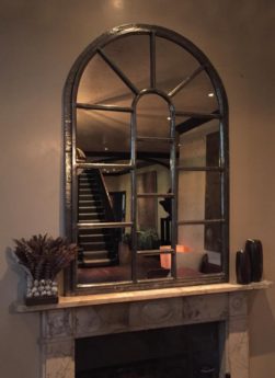 Panelled Full Arch Iron Window Mirror