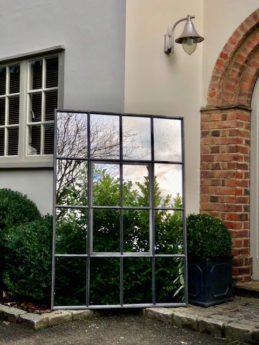 Gun Metal Grey Garage Industrial Window Mirror