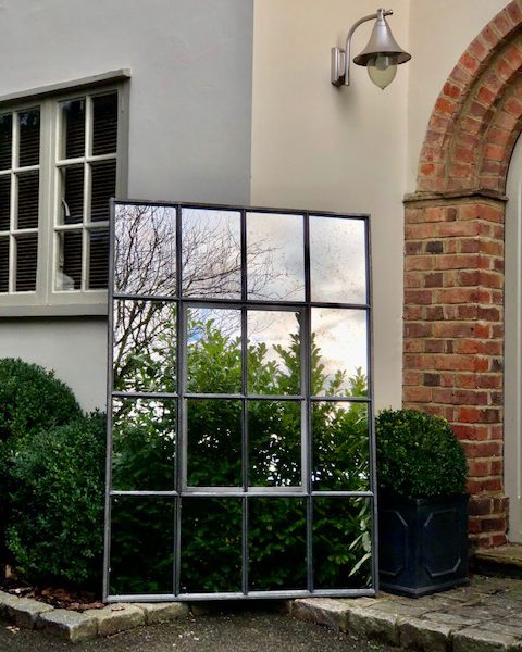 Gun Metal Grey Garage Industrial Window Mirror