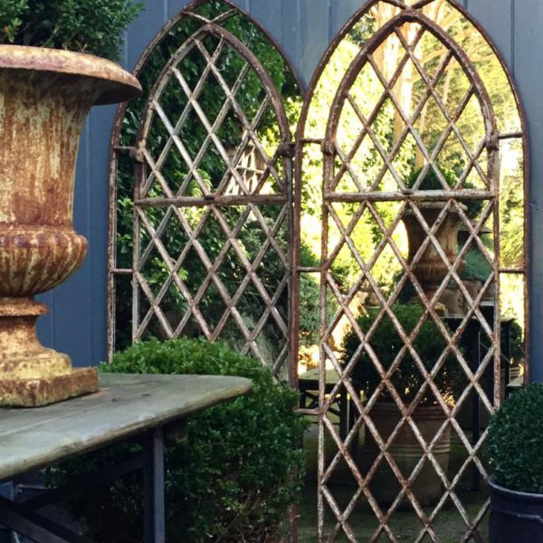 Gothic Garden Arched Diamond Design Window Mirrors