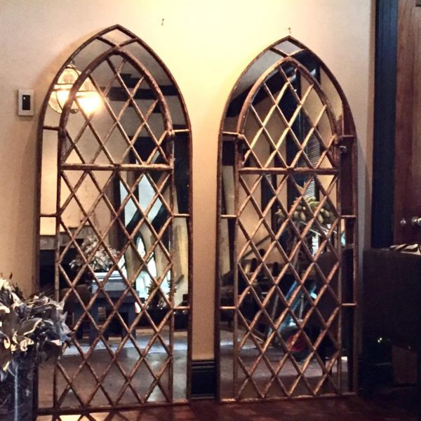 Gothic Garden Arched Diamond Design Window Mirrors