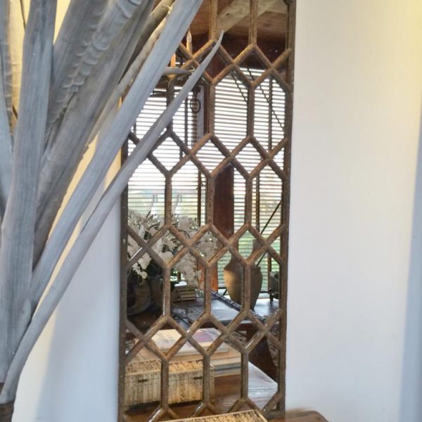 Hexagonal Design Window Frame Mirror