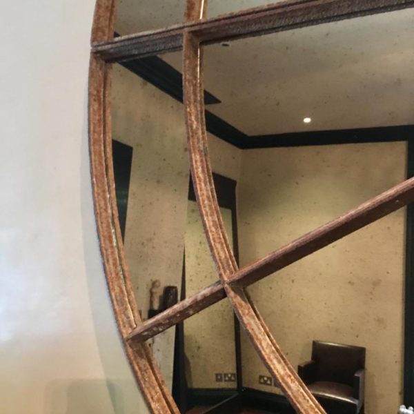 Huge Architectural Circular Rustic Mirror