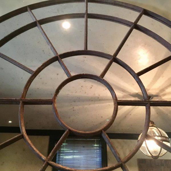 Huge Architectural Circular Rustic Mirror