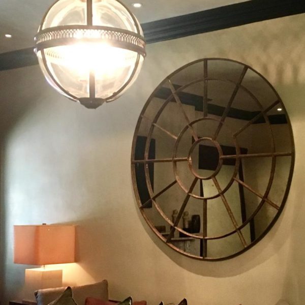 Huge Architectural Circular Rustic Mirror