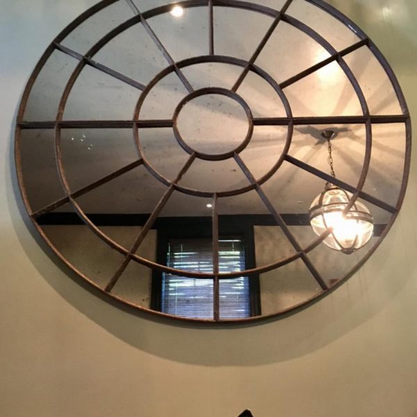 Huge Architectural Circular Rustic Mirror