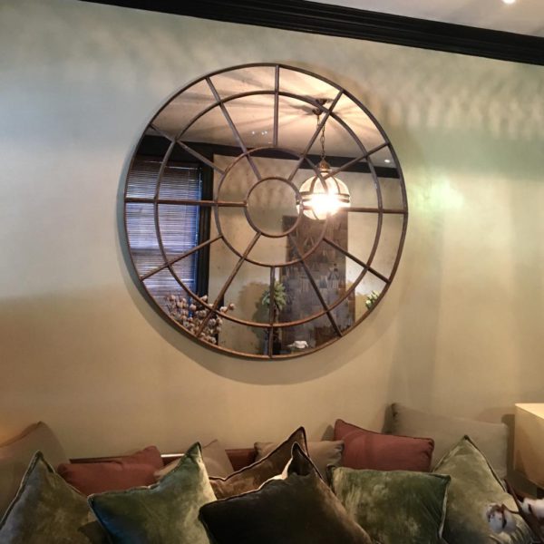 Huge Architectural Circular Rustic Mirror