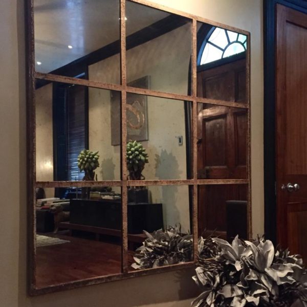 Large Panelled Architectural Window Mirror