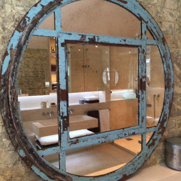 Original Beautiful Blue Rustic  Reclaimed Window Mirror