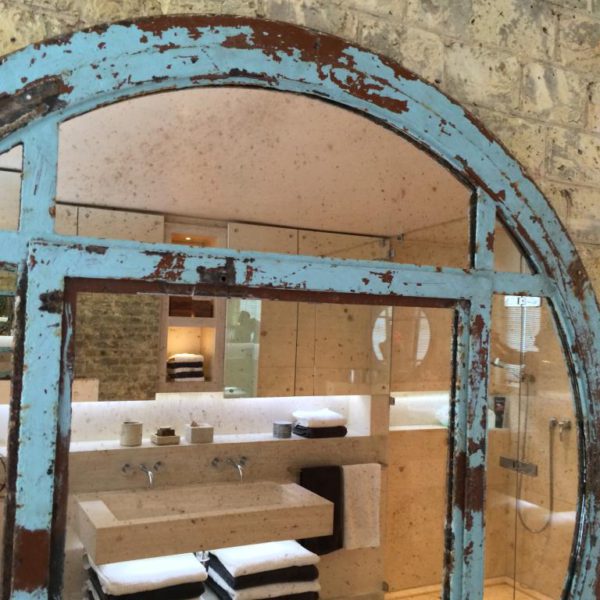 Original Beautiful Blue Rustic  Reclaimed Window Mirror