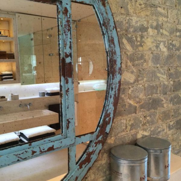 Original Beautiful Blue Rustic  Reclaimed Window Mirror