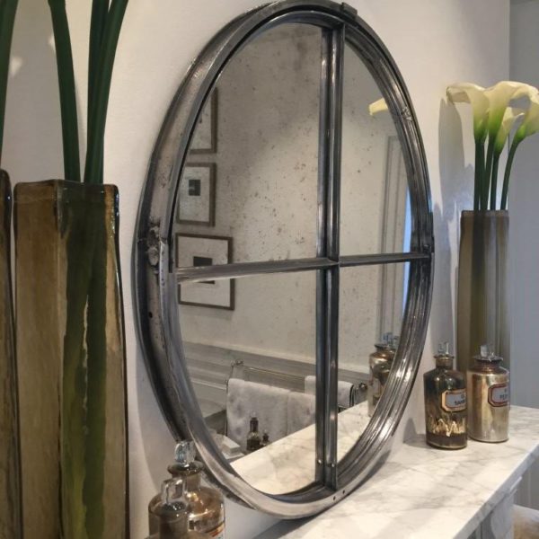 Original Iron Circular Polished Window Mirror