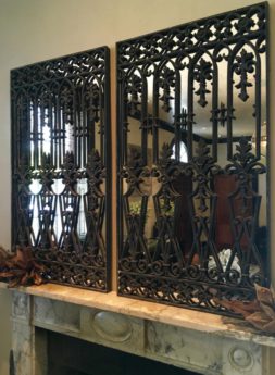 Ornate Ironwork Pair of Decorative Mirrors