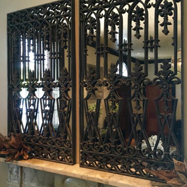 Ornate Ironwork Pair of Decorative Mirrors