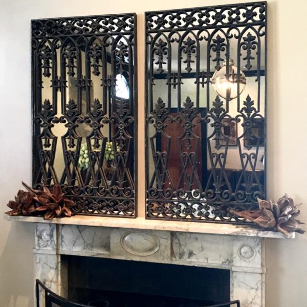 Ornate Ironwork Pair of Decorative Mirrors