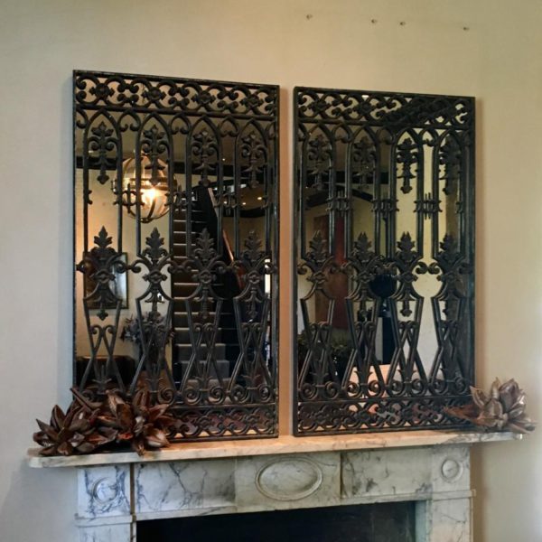 Ornate Ironwork Pair of Decorative Mirrors