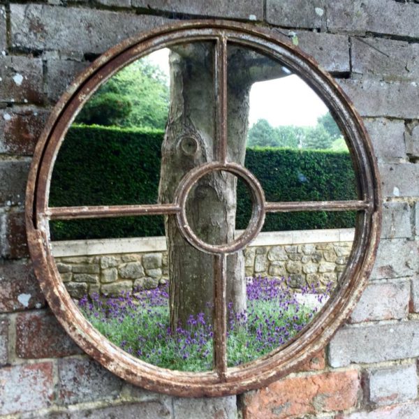 Outside Garden Vintage Rustic Circular Window Mirror