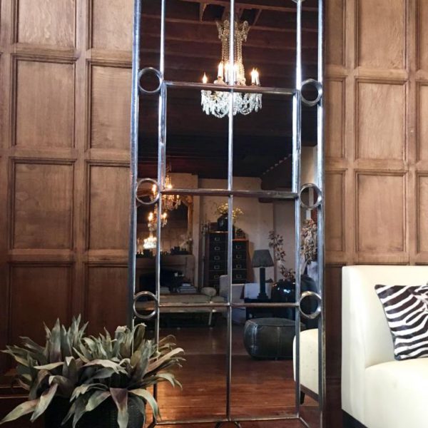 Pair of Tall Architectural Panelled Window Mirrors