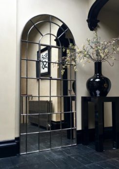 Polished Ironwork Tall Arch Antique Mirror