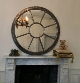 Polished Reclaimed Large Round Window Mirror