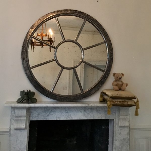 Polished Reclaimed Large Round Window Mirror