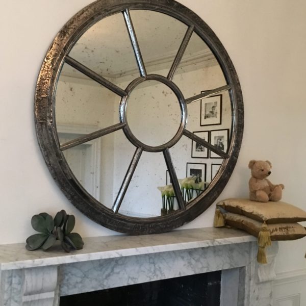 Polished Reclaimed Large Round Window Mirror