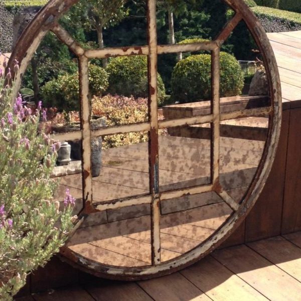 Rare Circular 12 Panel Wrought Iron Window Frame